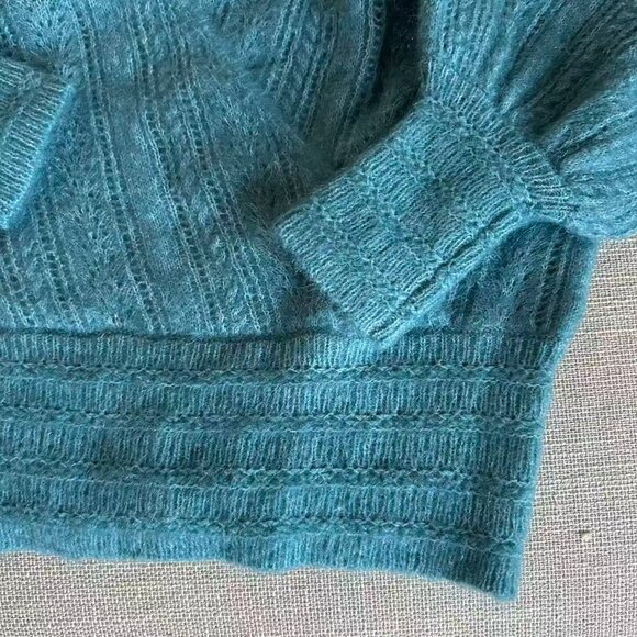 Sezane Cristina Jumper Small Ecru Ivory White Sweater French Wool Mohair V Neck - Picture 9 of 11